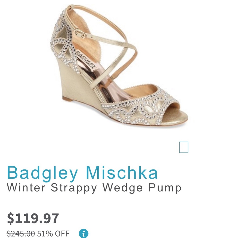 Badgley Mischka Platino Metallic Suede Wedge Heels